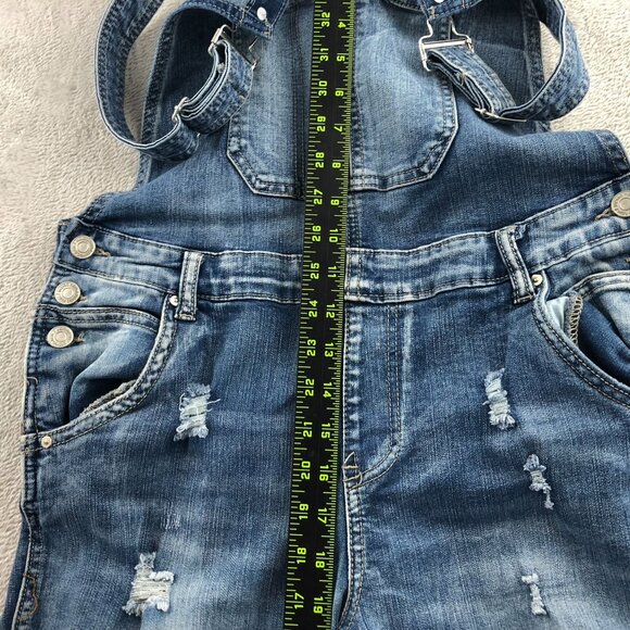 Vintage Indigo Rein Womens Denim Overalls 13/30 Blue Distressed Cargo Skinny Leg - Picture 7 of 15